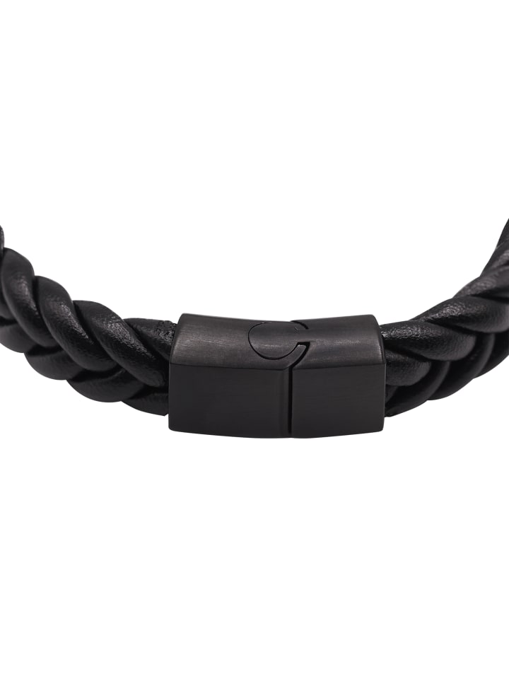 Steel_Art Herrenarmband Lederarmband Jakob in schwarz günstig kaufen