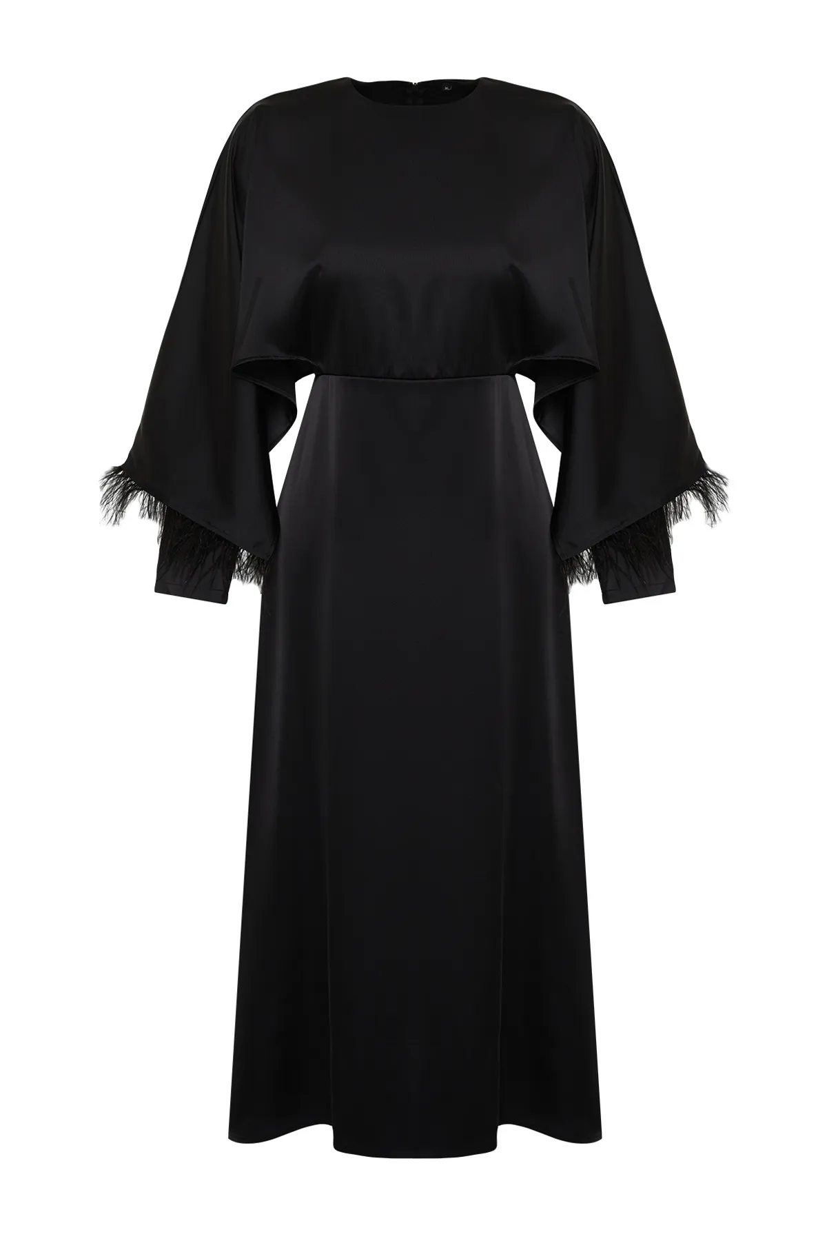 Trendyol Modest  Schwarzes, aus Satin gewebtes Abendkleid mit Manschetten TCTSS24DB00035