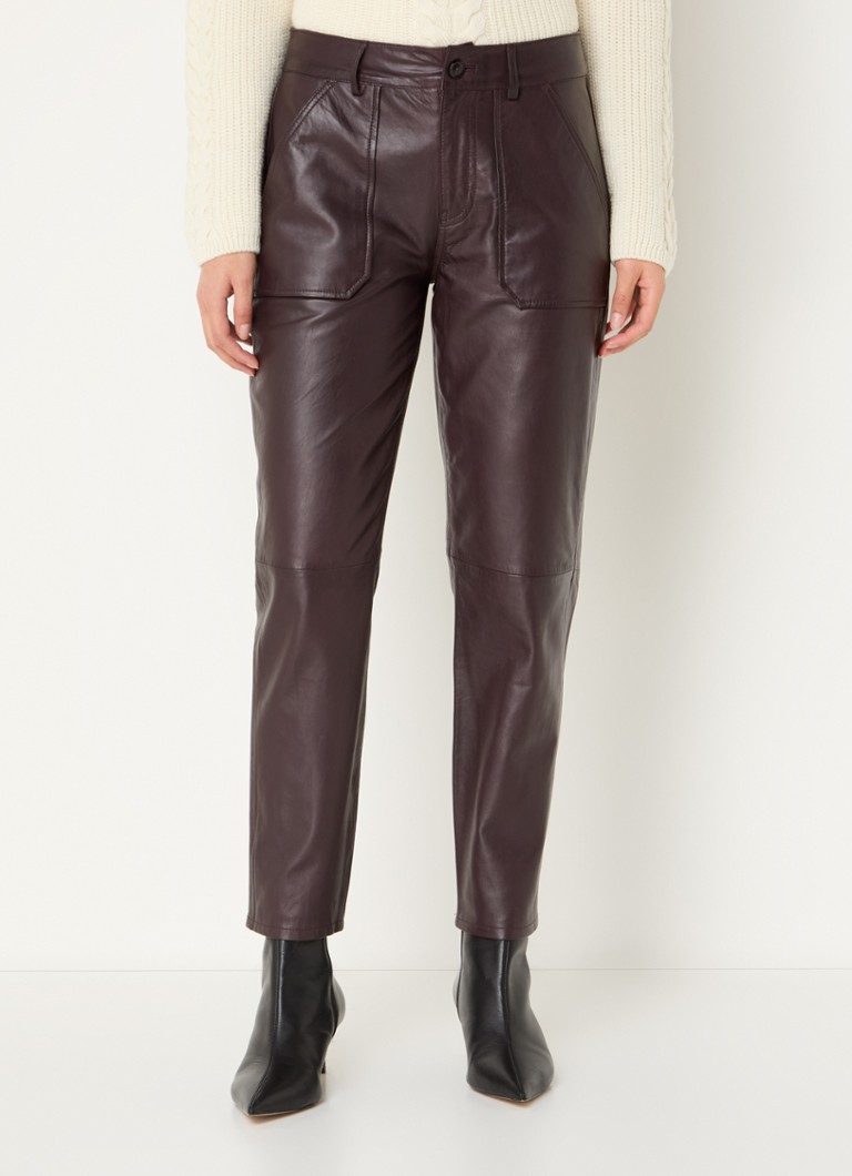 Pantaloni Kelly in pelle di agnello di ba&sh, a vita media e gamba affusolata.