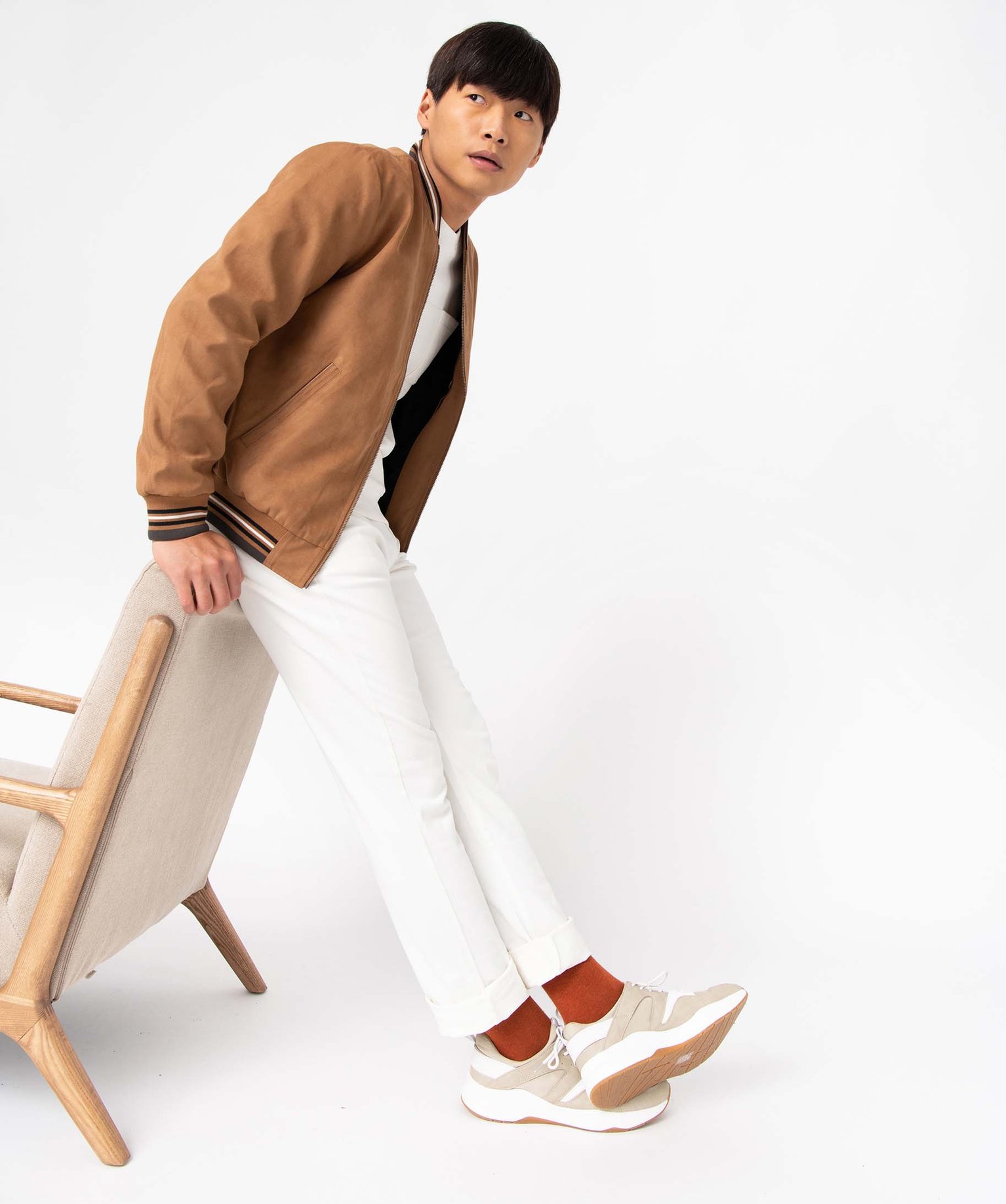 Pantalon chino en coton stretch homme ecru | GEMO