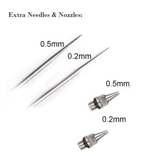 MK3 Airbrush Double-Action Einsteigerset mit 0,2mm 0,3mm & 0,5mm Düsen