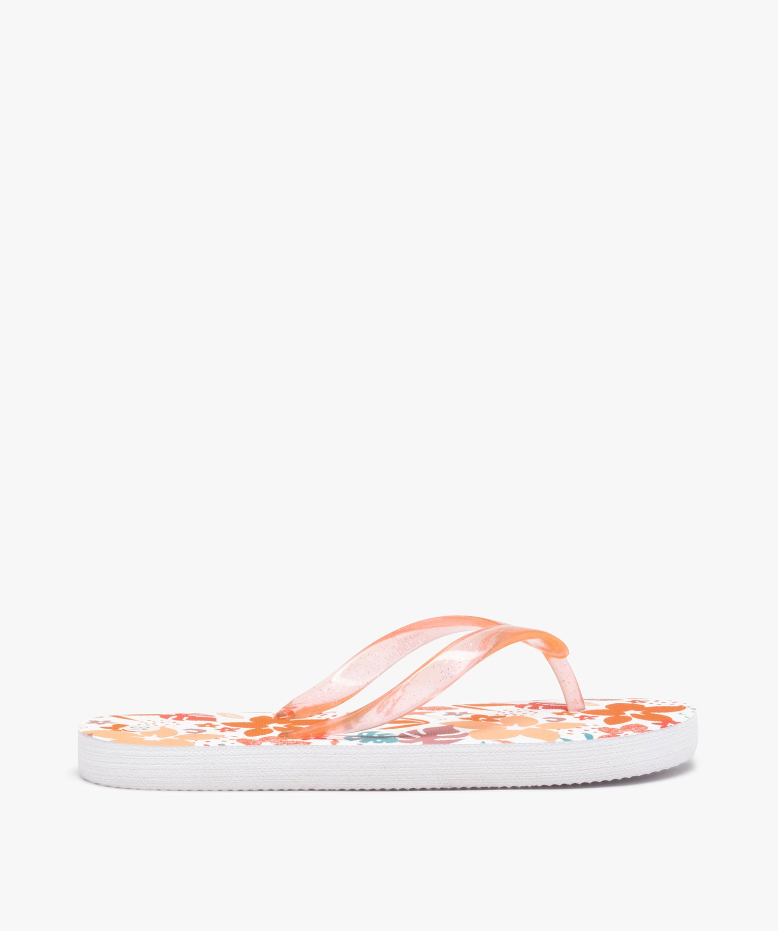 Tongs fille à brides pailletées et semelle imprimée multicolore | GEMO