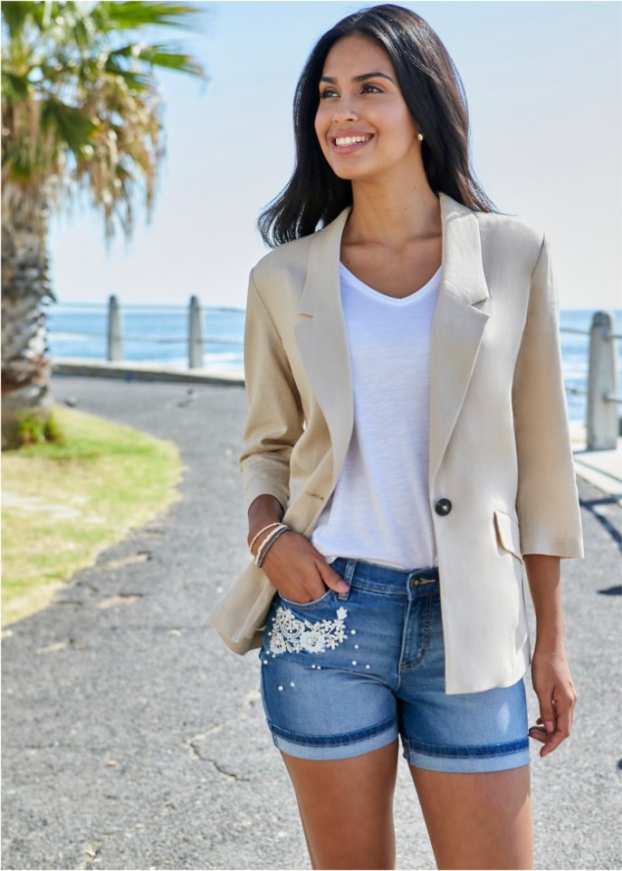 Jeans-Shorts mit Verzierung