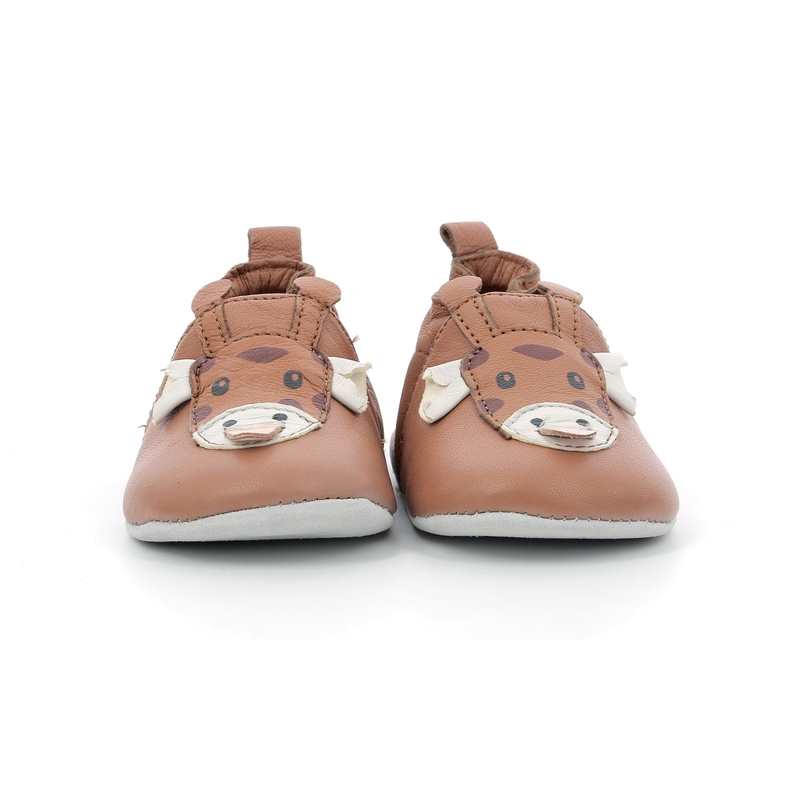 Chaussons cuir tannage vegetal Cute Girafon