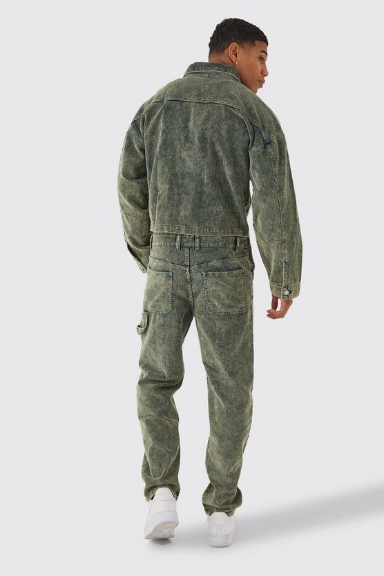 Kastige Cord-Jacke mit Acid-Waschung