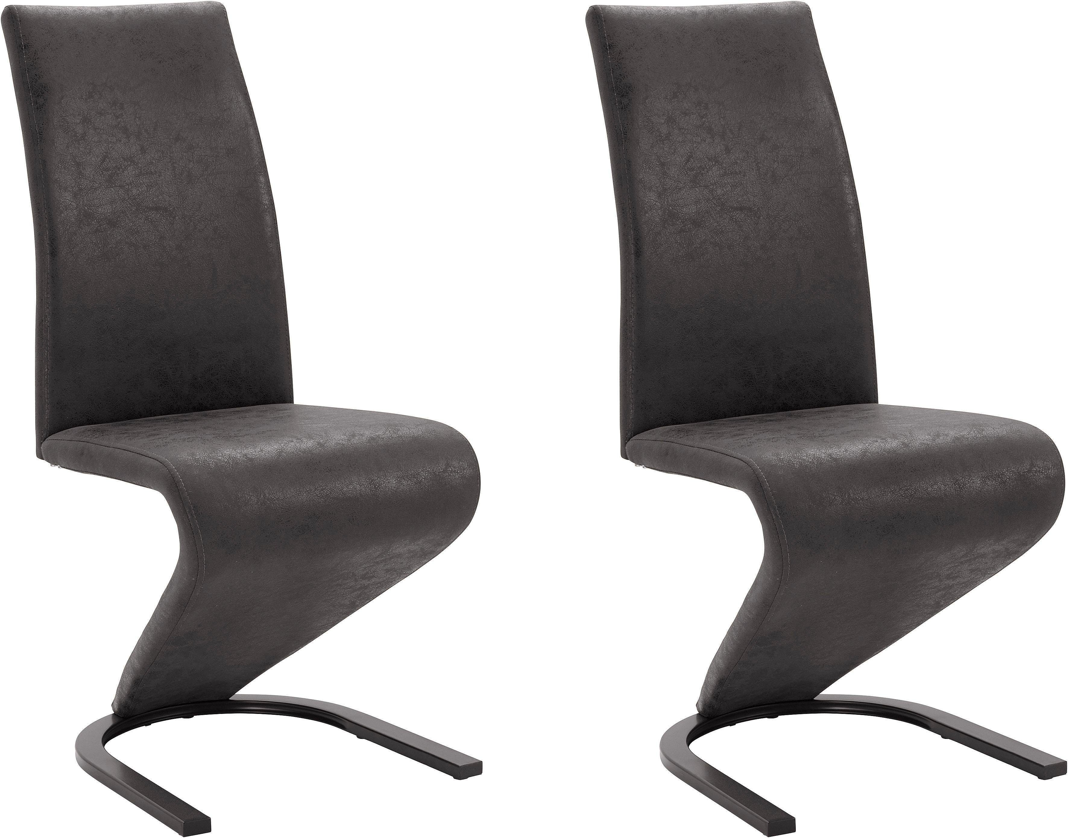 Home affaire Freischwinger Ziri (Set, 2 St), Bezug aus strapazierfähiger Microfaser, schwarzes Metallgestell