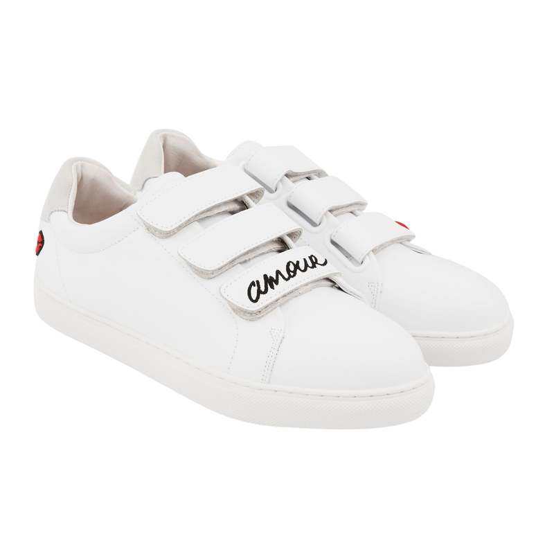 Baskets en cuir Edith amour blanc/noir