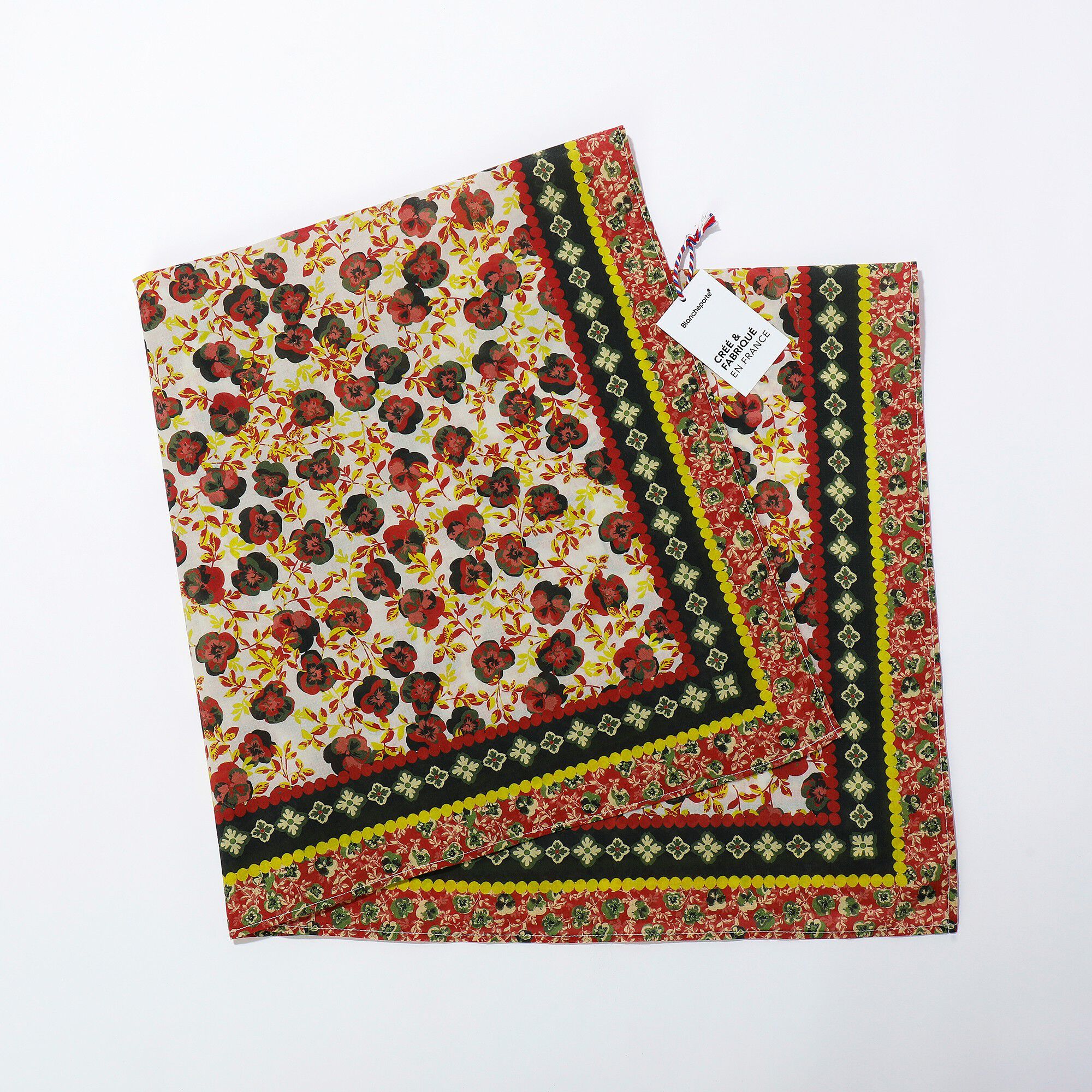 Foulard fabriqué en France imprimé fleuri, 100 x 100 cm