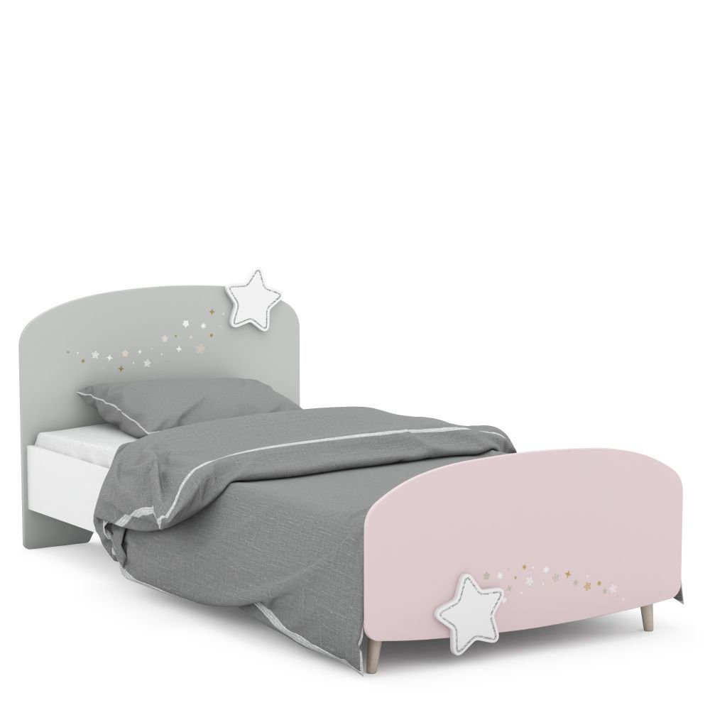 Kindermöbel 24 Schlafzimmer-Set Kinderzimmer Mädchen Sternschnuppe 5-teilig rosa weiß grau