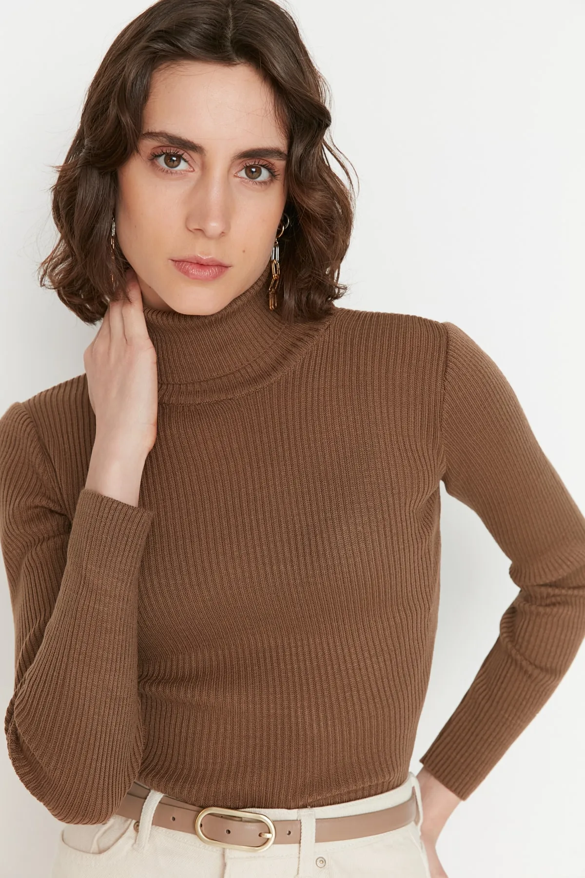 Trendyol Collection  Brauner Basic Rollkragenpullover TWOAW21KZ1279