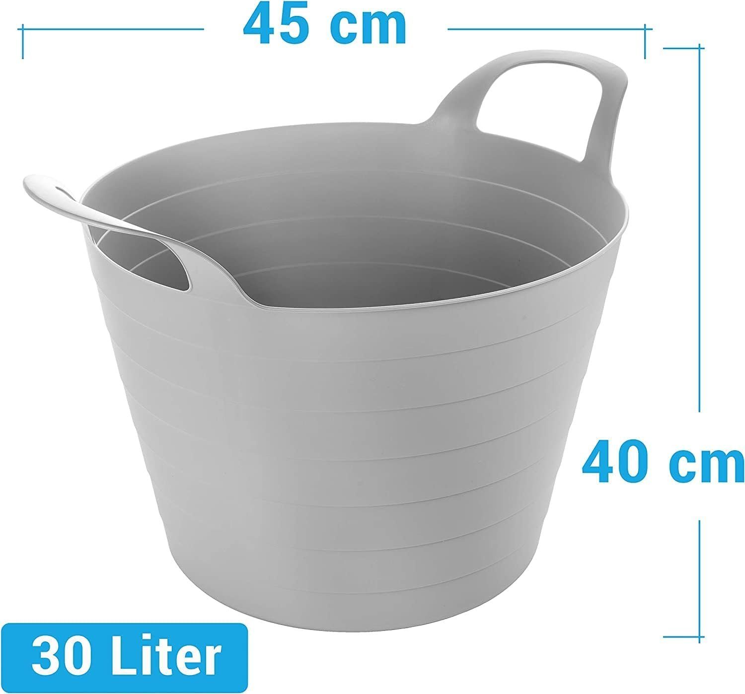Centi Wäschekorb Wäschewanne Flexi, Wäschekorb Plastik Rund mit Griffen (Set, 3 St., H 34 cm, Ø 40 cm oben, Ø 31 cm unten 30 L), Praktisch und stilvoll wasserdicht Wäschewanne