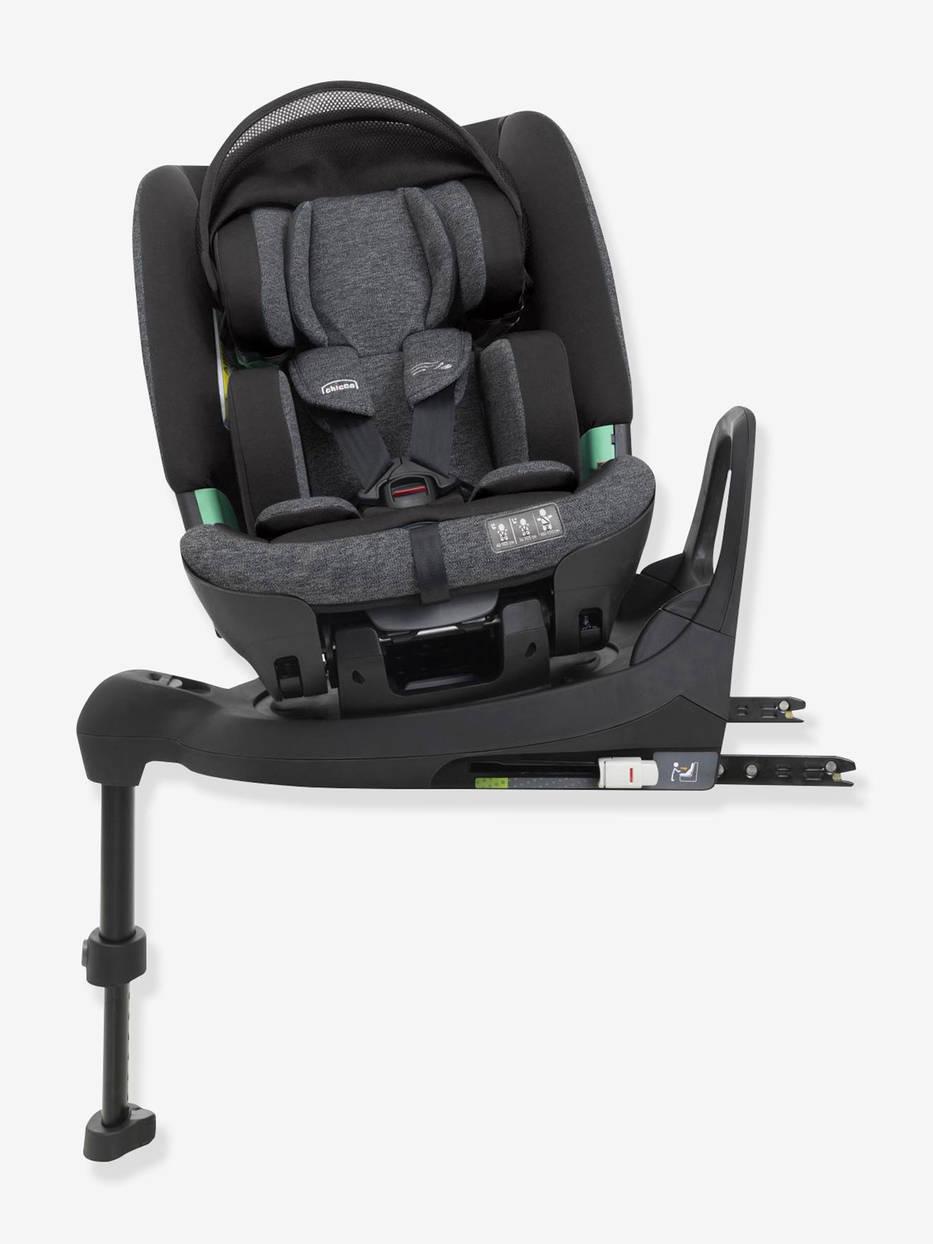 Chicco Kindersitz mit Basis Bi-Seat Air 360 i-Size CHICCO, 40-150 cm, Gr. 0+/1/2/3 - schwarz