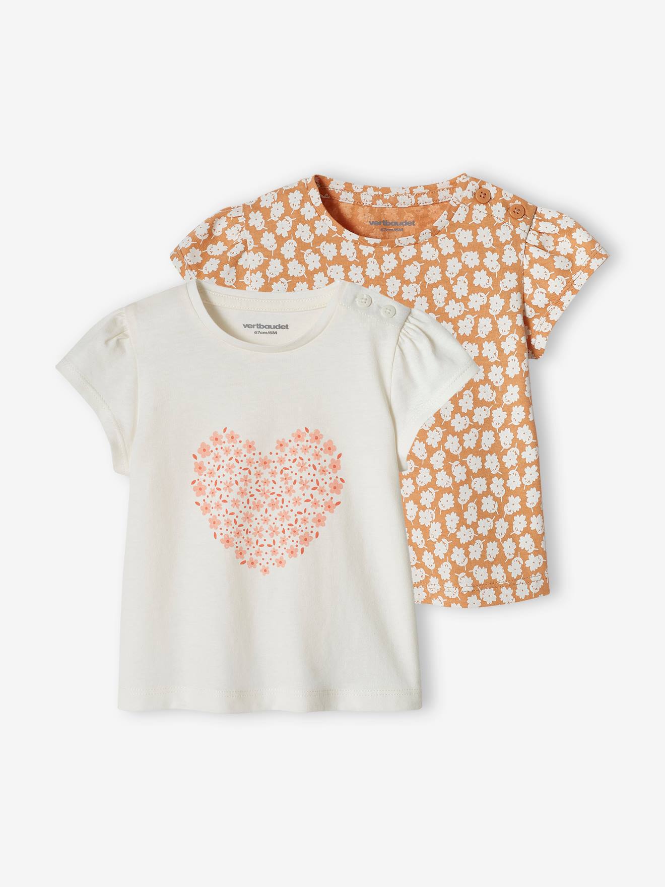 Lot de 2 T-shirts basics bébé manches courtes bleu grisé