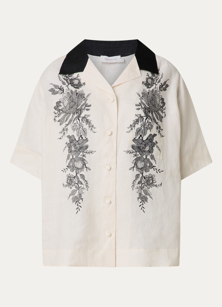 Zimmermann Linen blouse with floral print