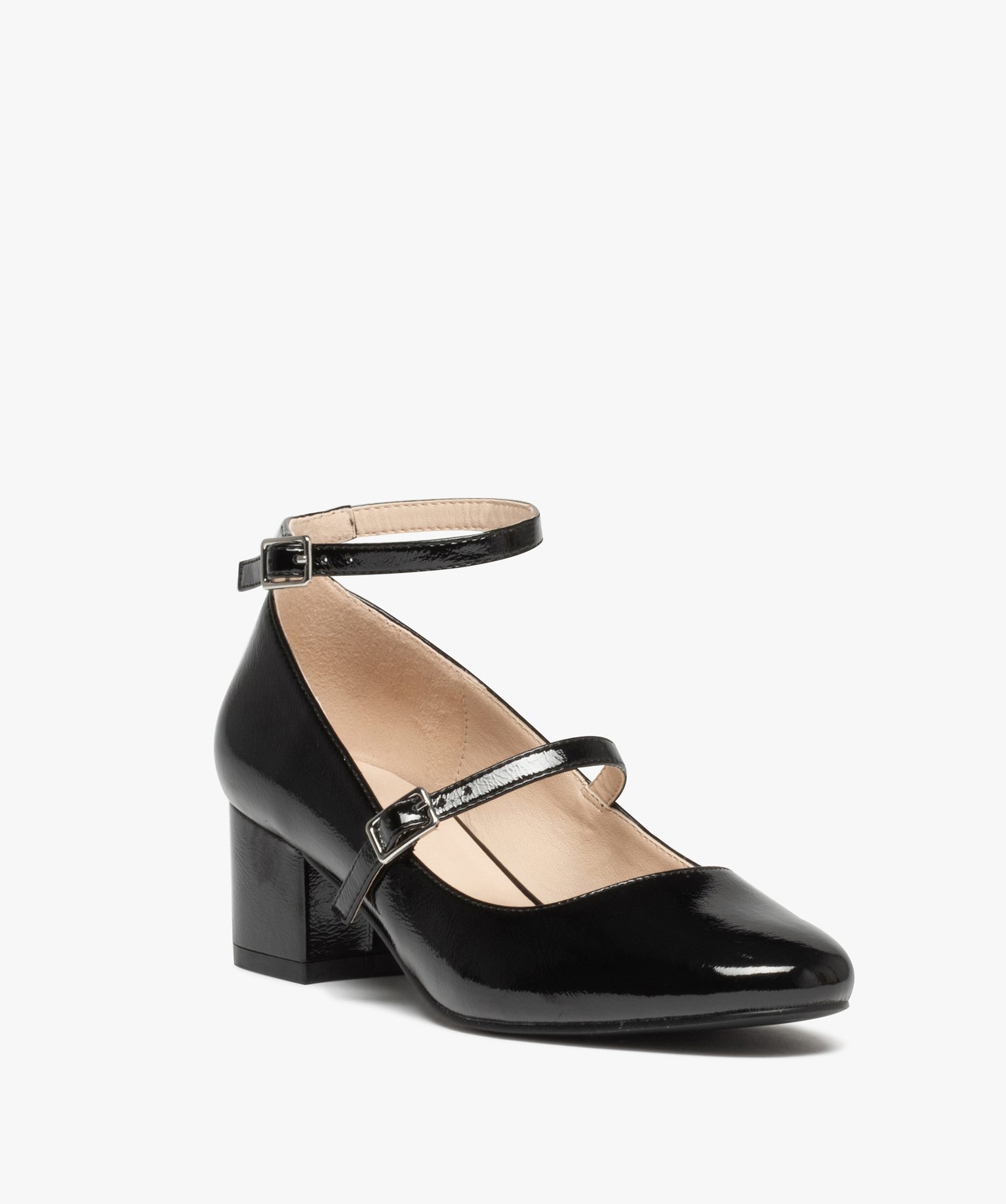 Escarpins vernis femme avec fines brides noir | GEMO