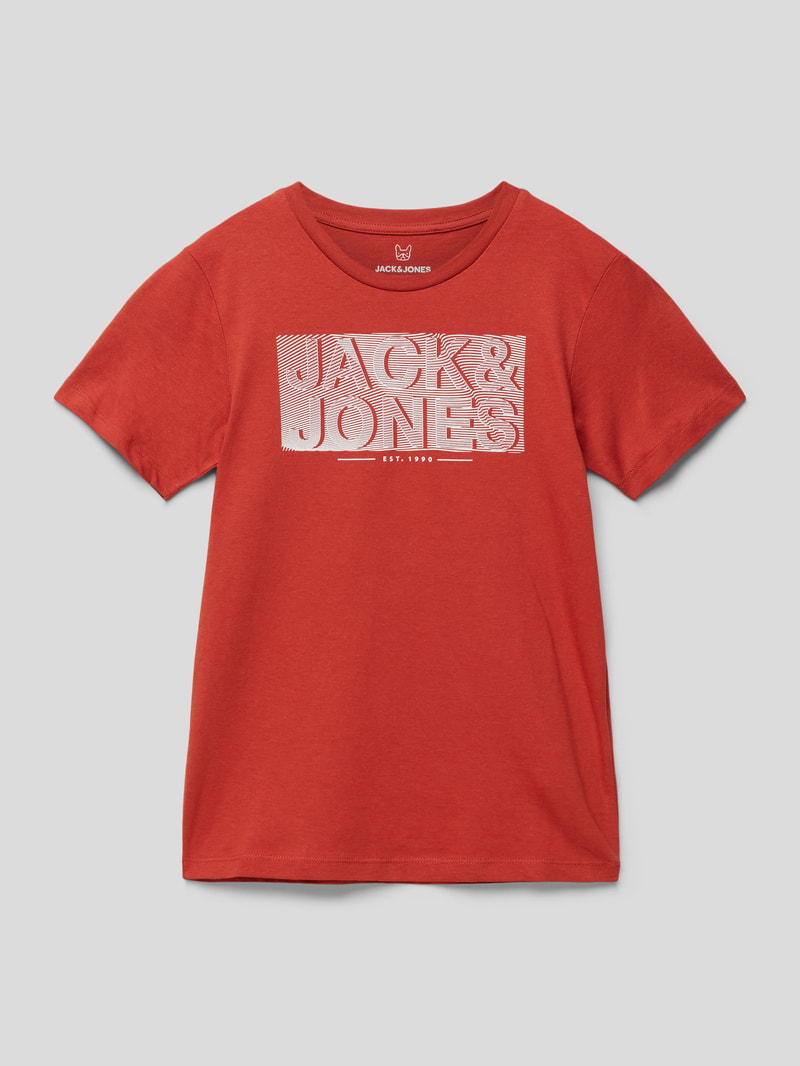 T-Shirt mit Label-Print in rot