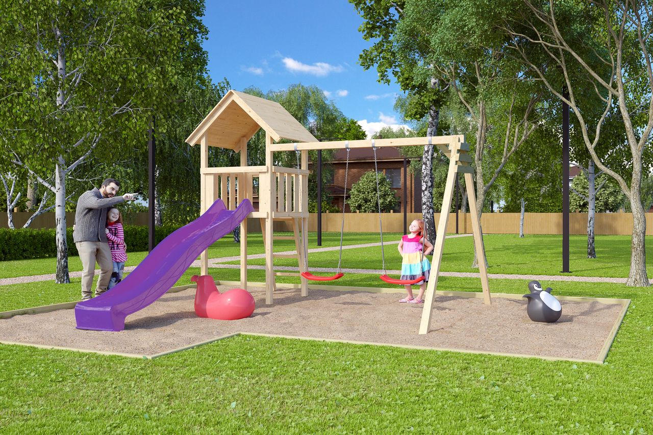 AKUBI Karibu Spielturm Tinchen violett