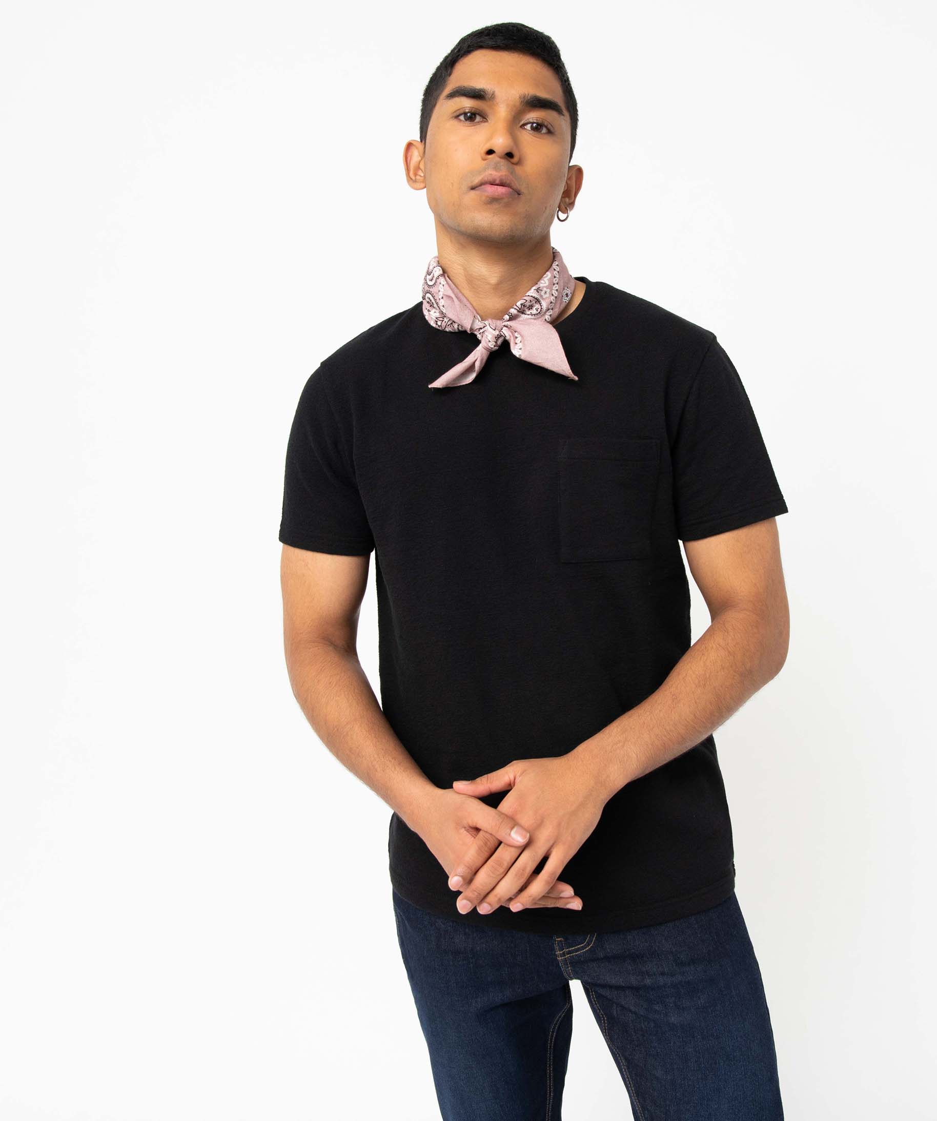 Tee-shirt homme à manches courtes en maille épaisse jaune | GEMO