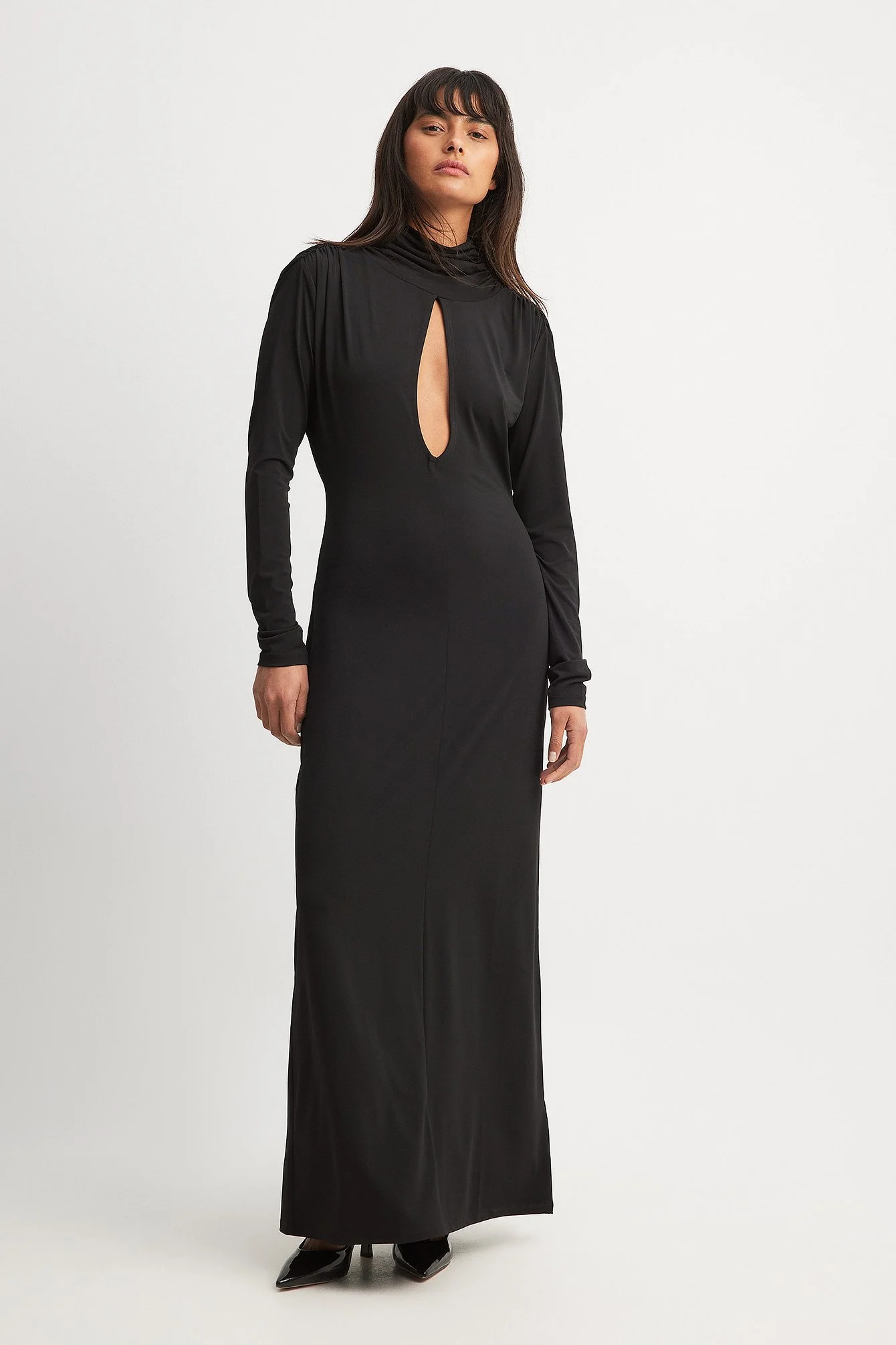 Wasserfall-Maxikleid aus Jersey mit Cut-out-Detail