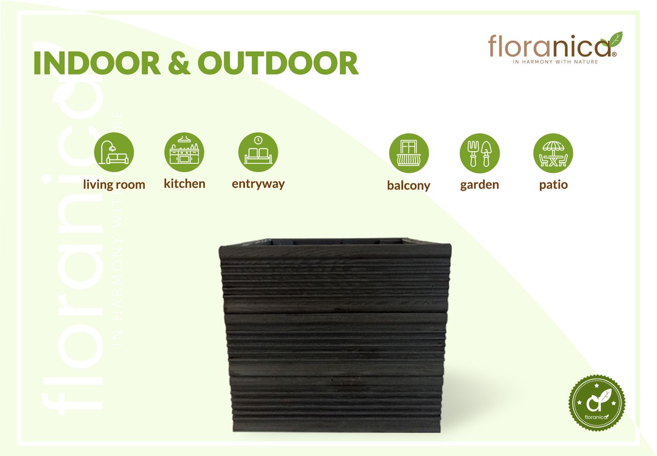 Pemicont Floranica Blumentopf aus Holz Kasten 30cm x 30cm x 285cm Anthrazit Imprägnierte Lärche Schutztopf für Kräuter Blumen Haus- und Gartendekoration Innen- und Außeneinsatz EU-Produkt