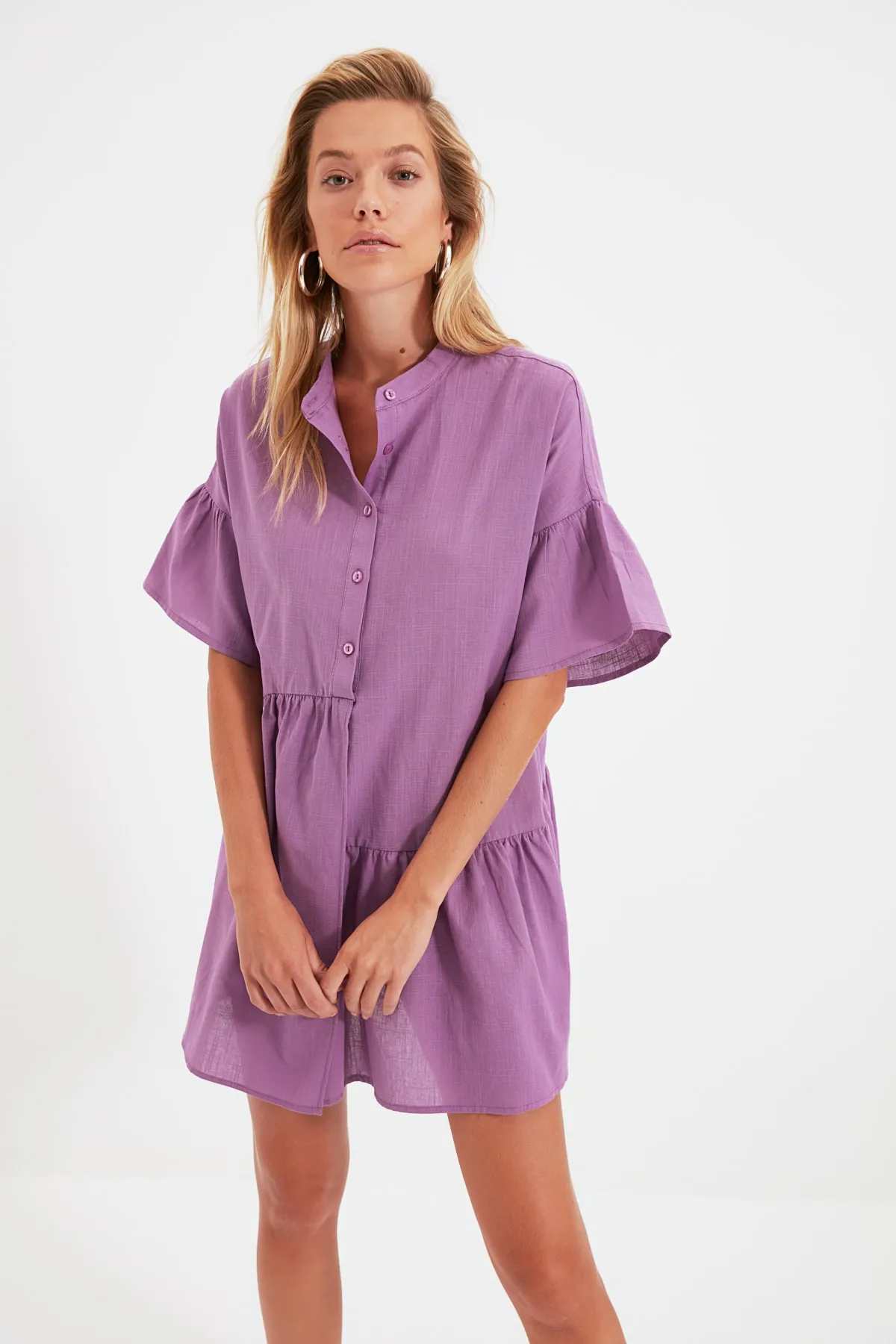 Trendyol Collection  Lila asymmetrisches Rüschen-Strandkleid TBESS20EL0873