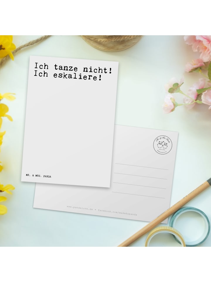 Mr. & Mrs. Panda Postkarte Ich tanze nicht! Ich... mit Spruch in Weiß günstig kaufen onesize