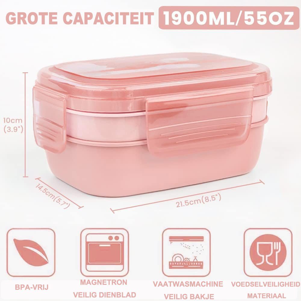 Coonoor Lunchbox 1900ML Lunch Box Auslaufsichere Lunch Box mit Fächern