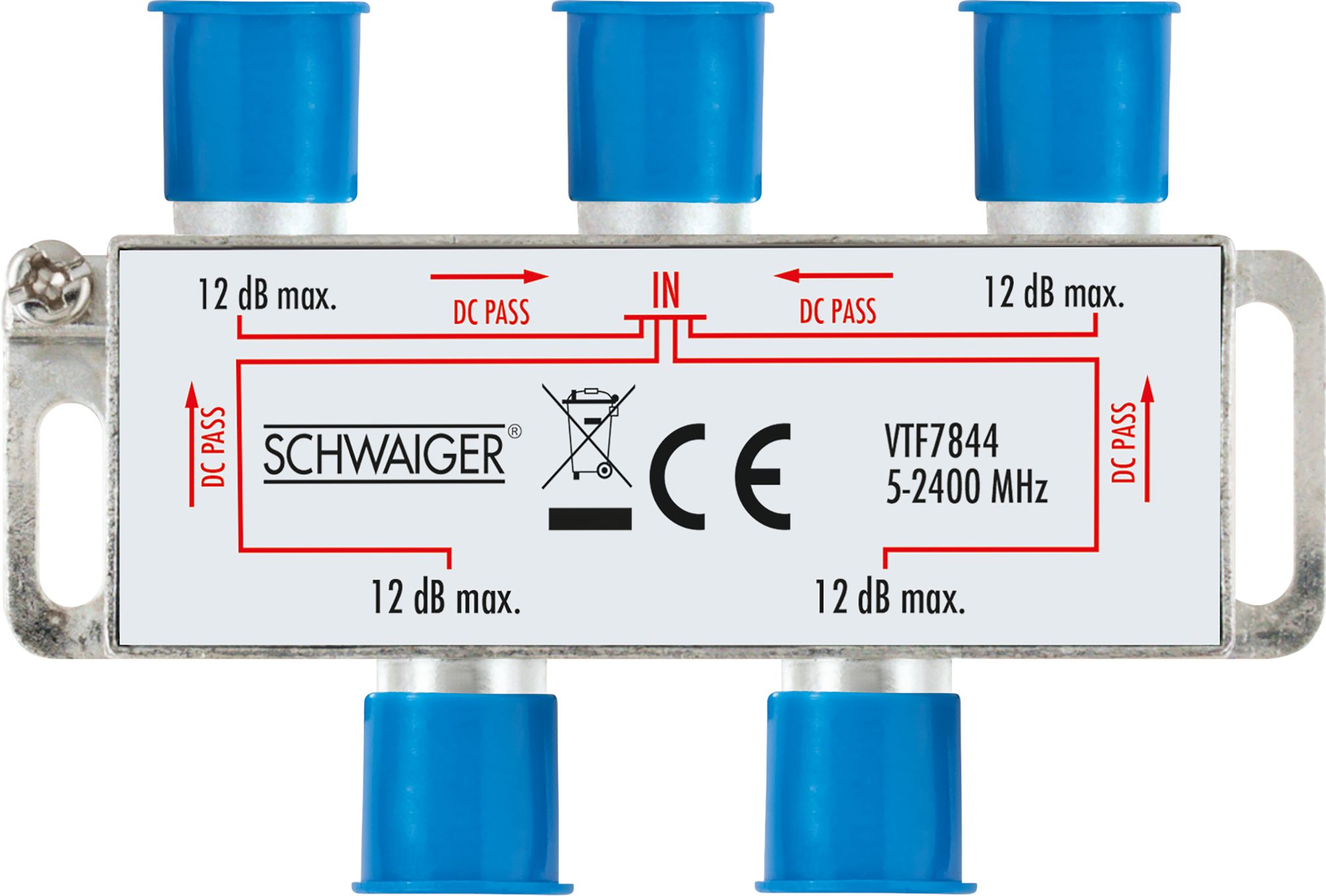 Schwaiger VTF8844 4-fach 9 dB Verteiler