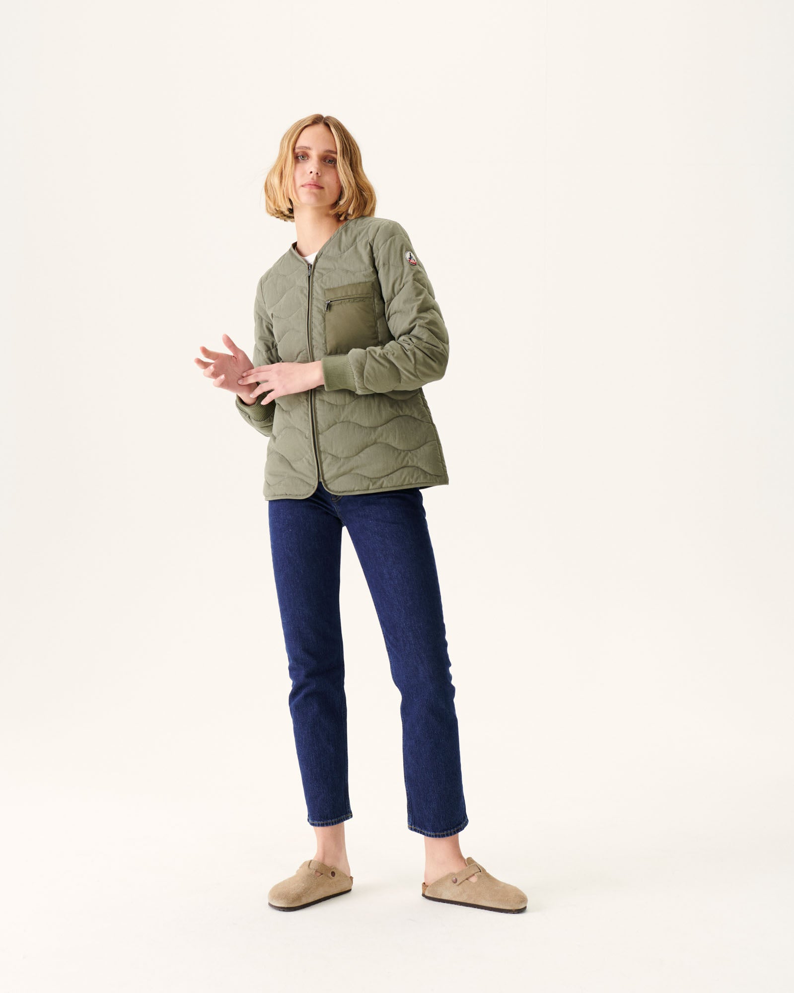 Veste zippée Col V Army Alexia
