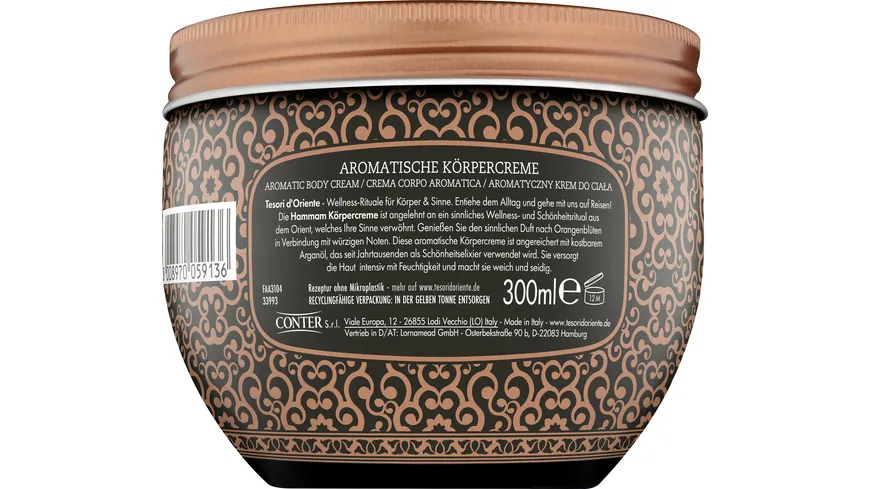 Tesori d'Oriente Körpercreme Hammam 300 ml