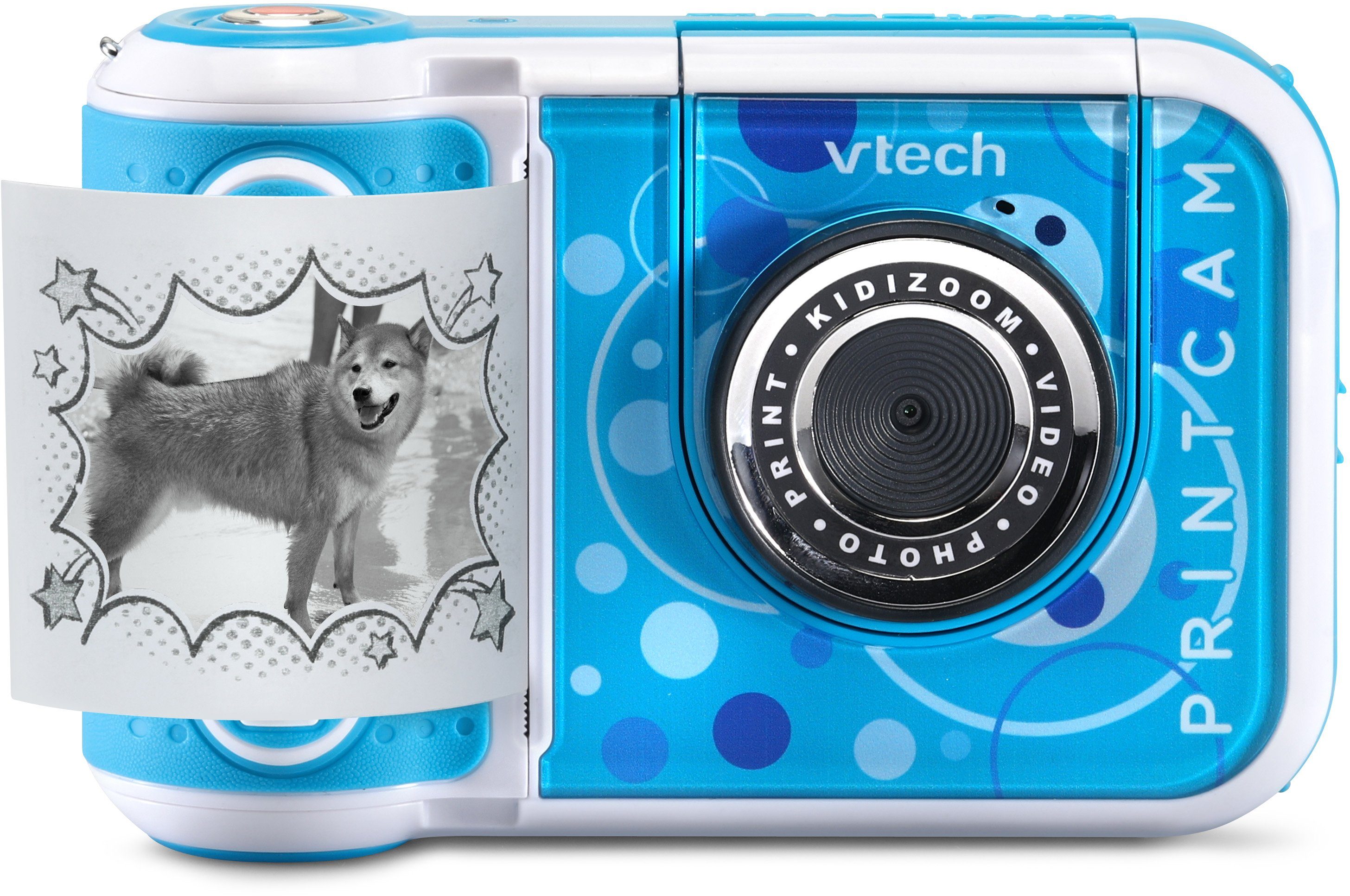 Vtech® KidiZoom Print Cam, blau Kinderkamera (5 MP, mit eingebautem Thermodrucker)