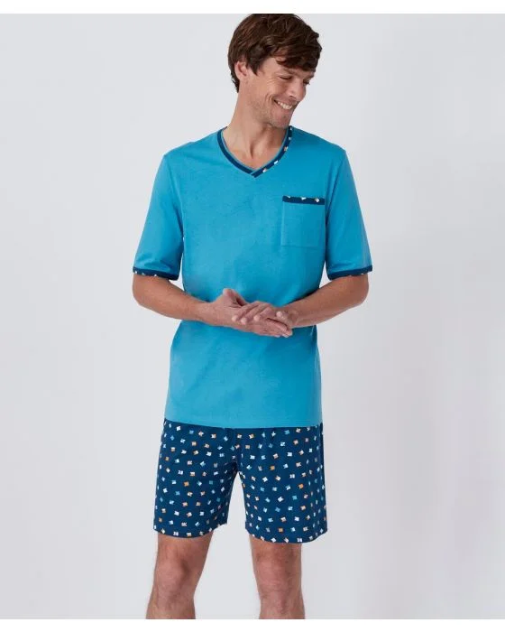 Pyjashort col V en maille jersey