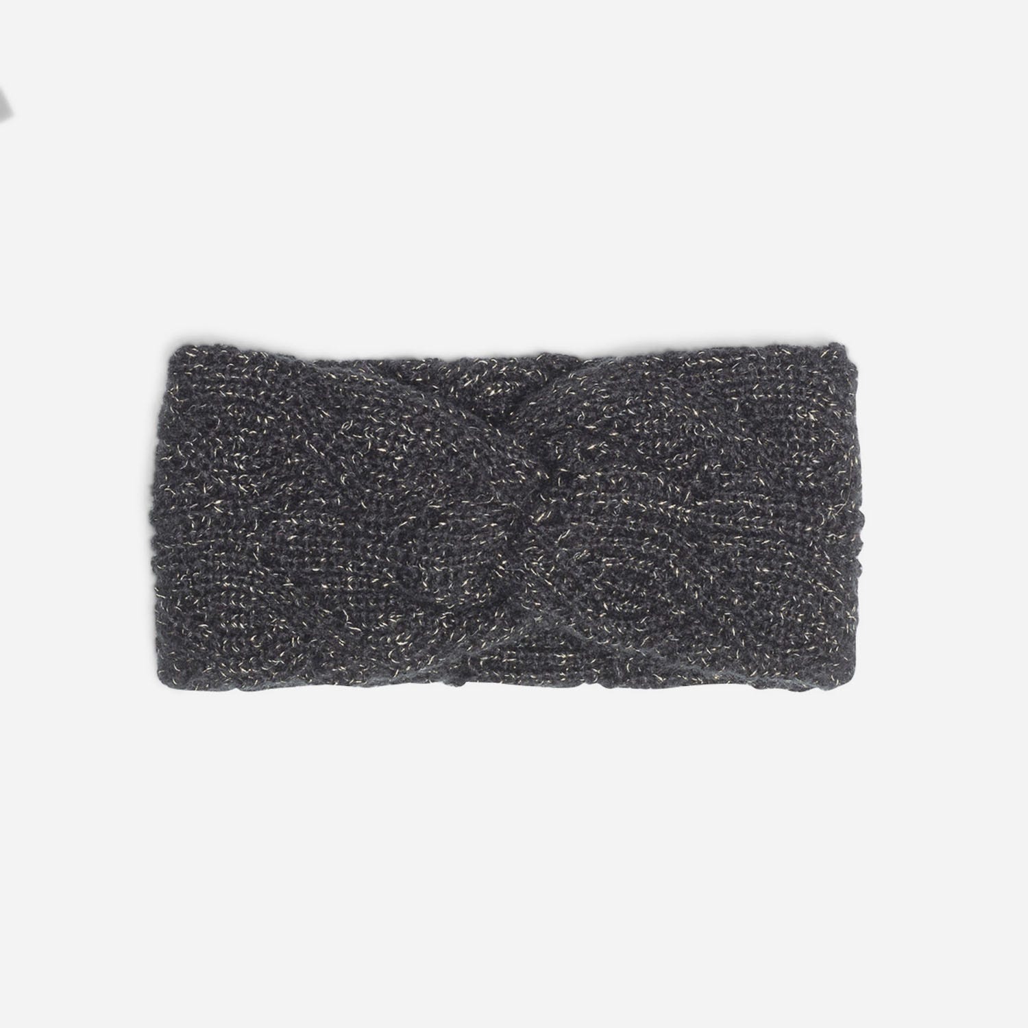 Bandeau noir en maille torsadée lurex