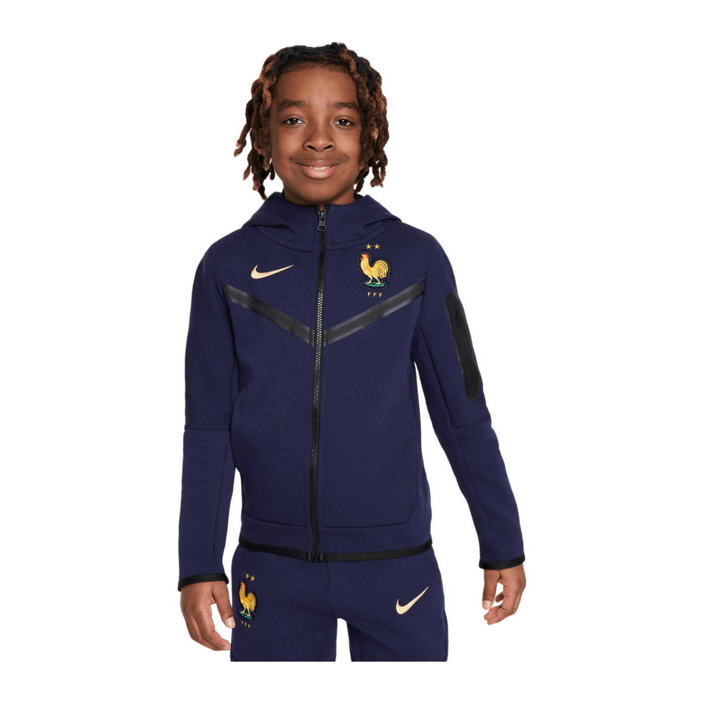 Nike Frankreich Tech Fleece Kapuzenjacke EM 2024 Kids Blau F498