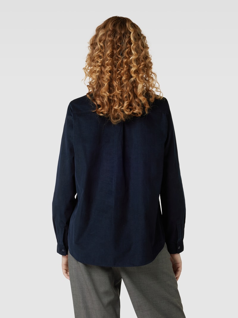 Hemdbluse aus Baumwoll-Lyocell-Mix mit durchgehender Knopfleiste in marineblau