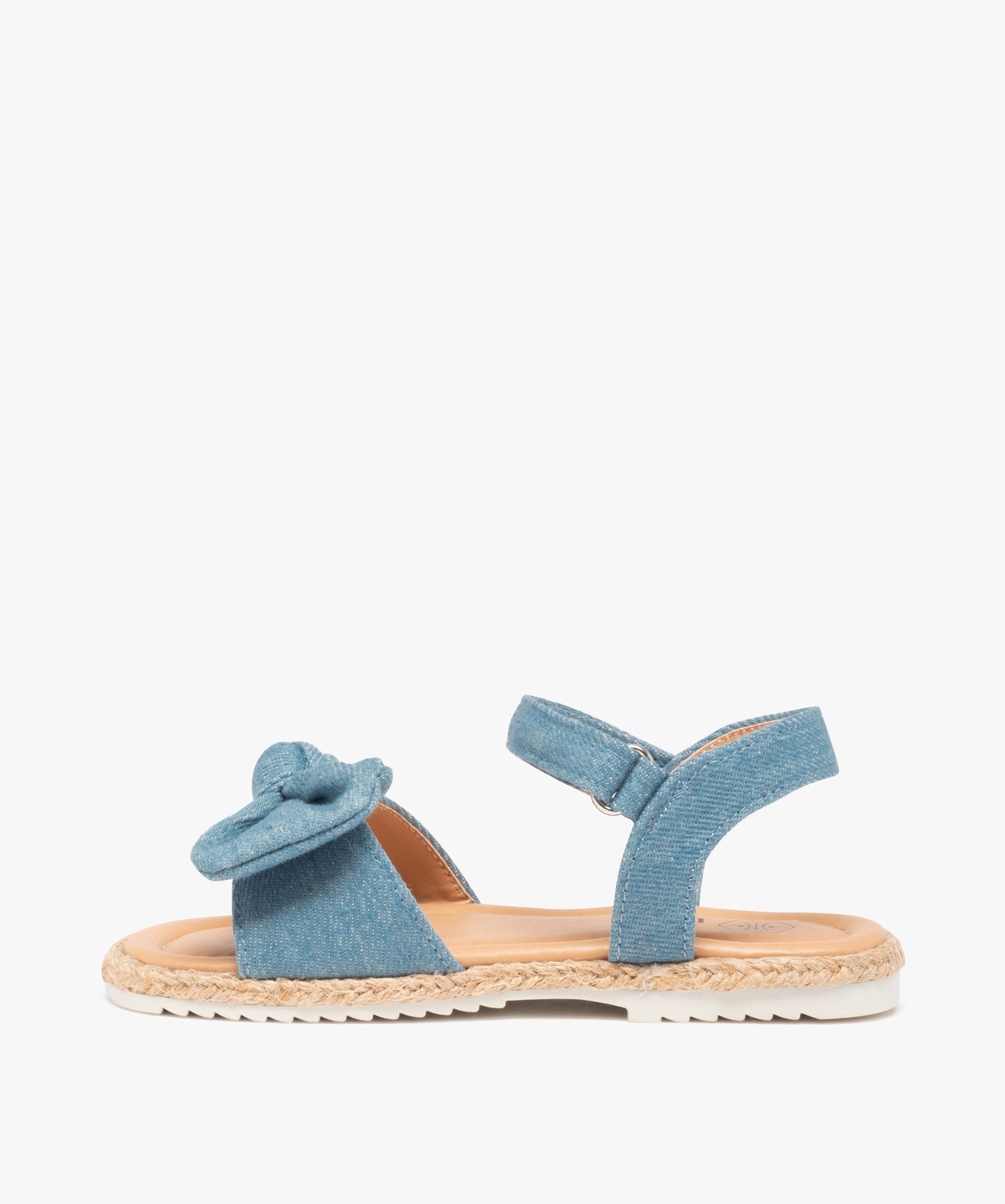 Sandales fille dessus en denim avec n?ud décoratif bleu | GEMO