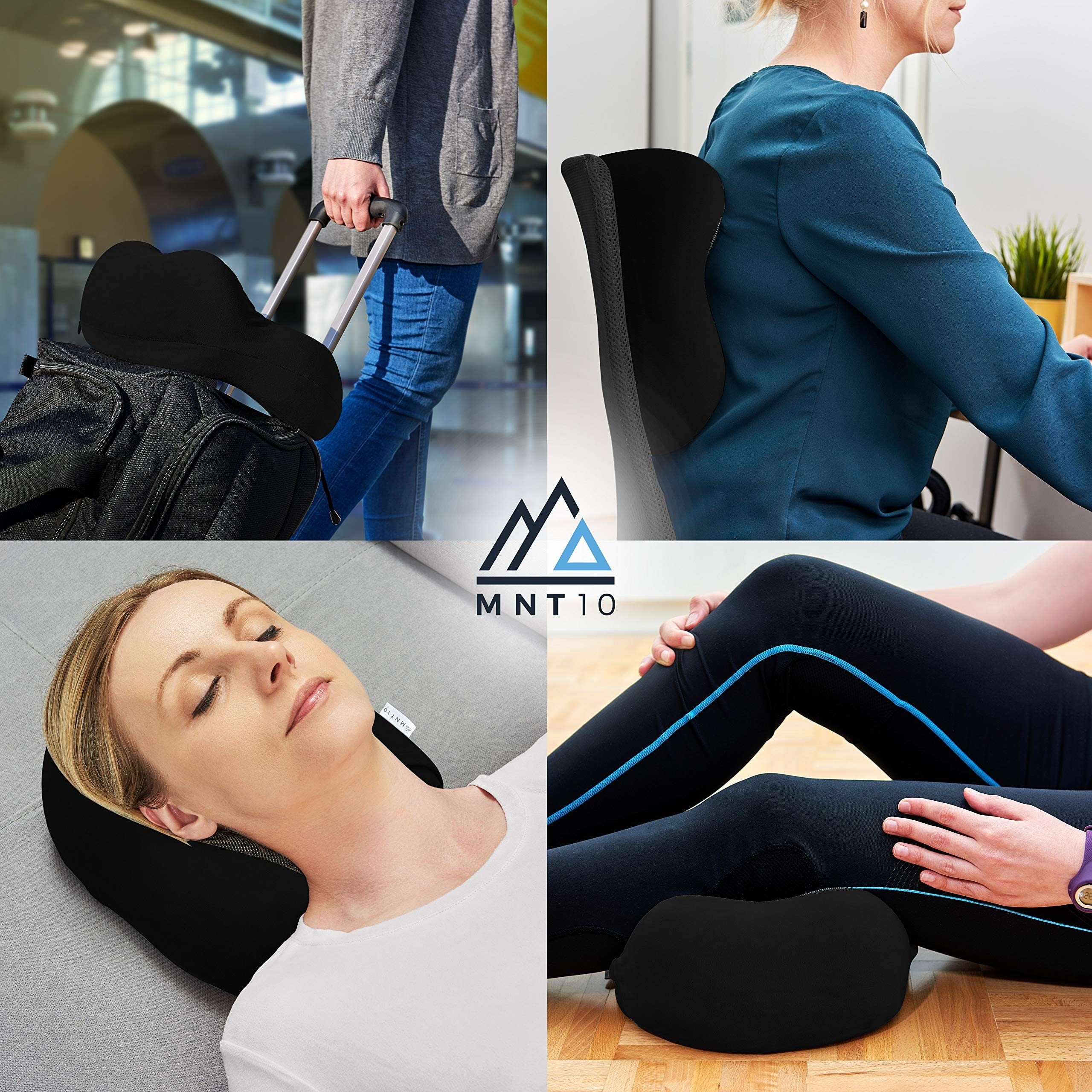 Nackenstützkissen Reise Nackenkissen Memory Foam + GRATIS Zubehör, Komprimierbar, MNT10, Nackenhörnchen Memoryschaum + GRATIS Schlafmaske