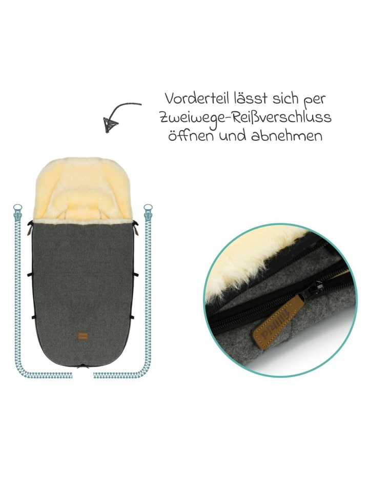 fillikid Lammwoll-Fußsack Makalu Wool für Buggy, Sport- in grau günstig kaufen onesize
