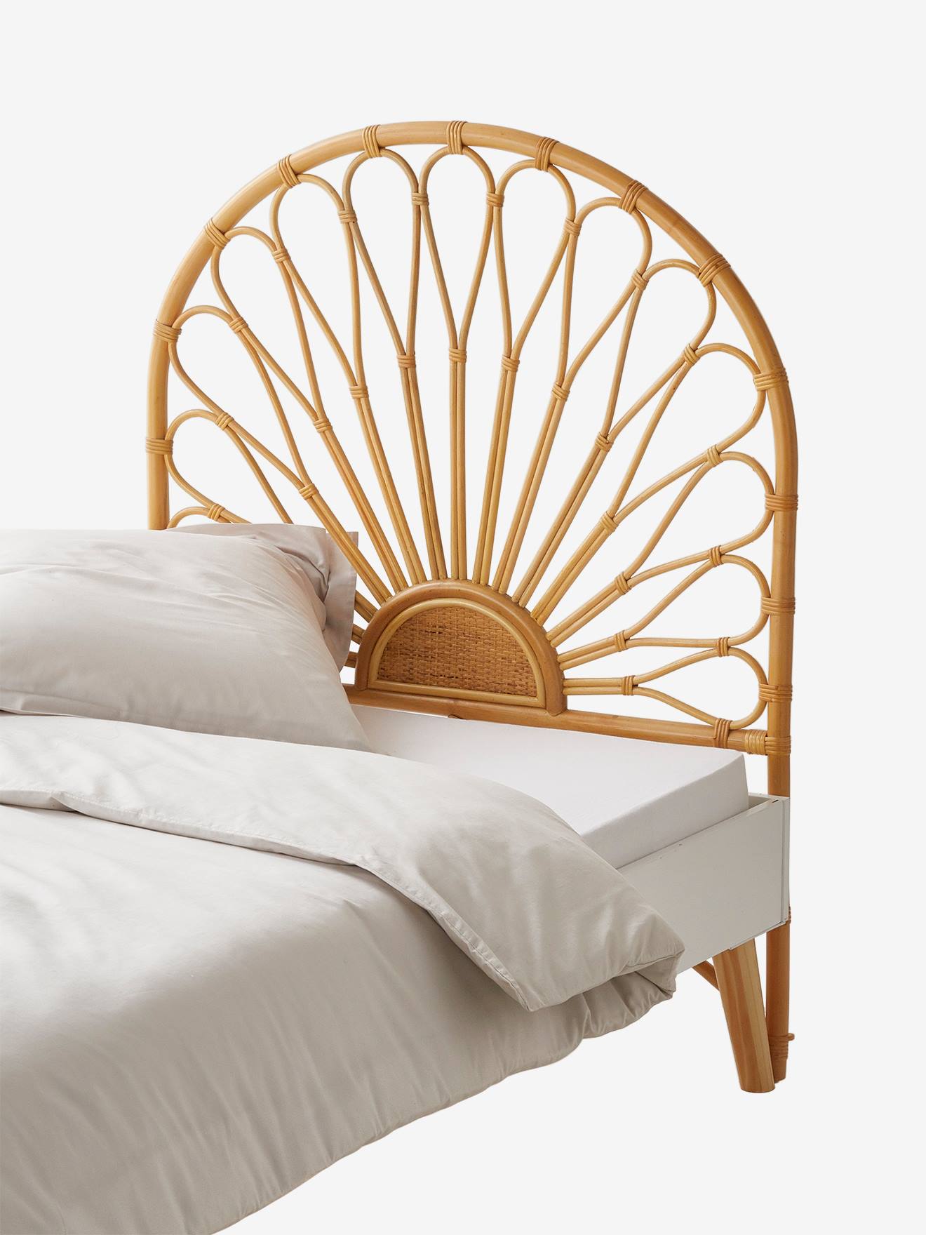 Vertbaudet Kopfteil für Kinderbett aus Rattan BOHO - natur/blumenform