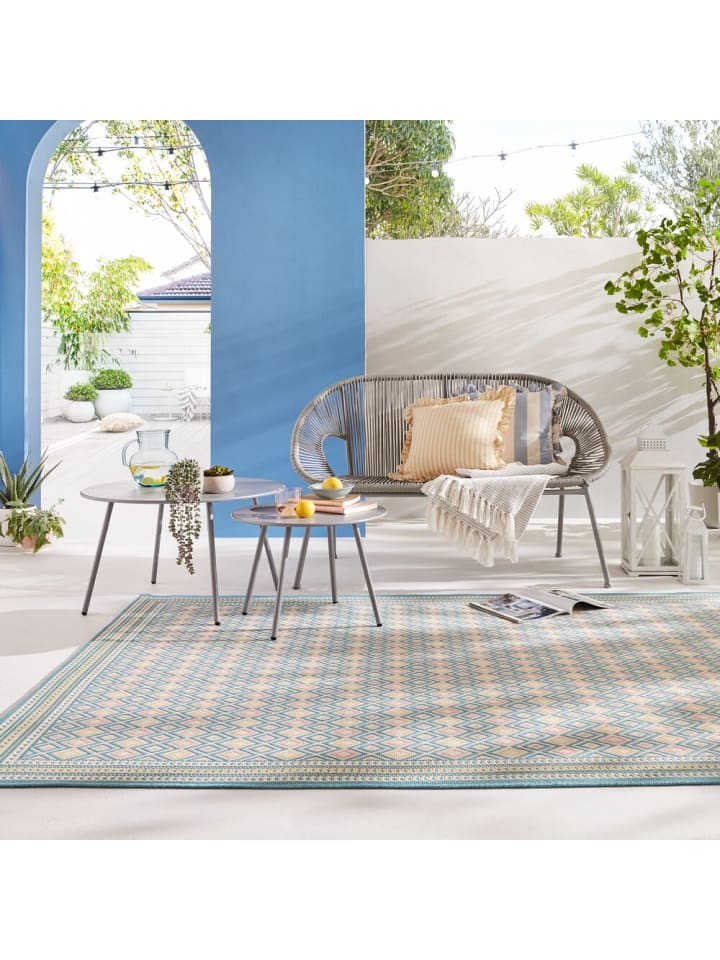 KADIMA DESIGN Outdoor-Teppich in Pastell, geometrisch, pflegeleicht und rutschfest günstig kaufen