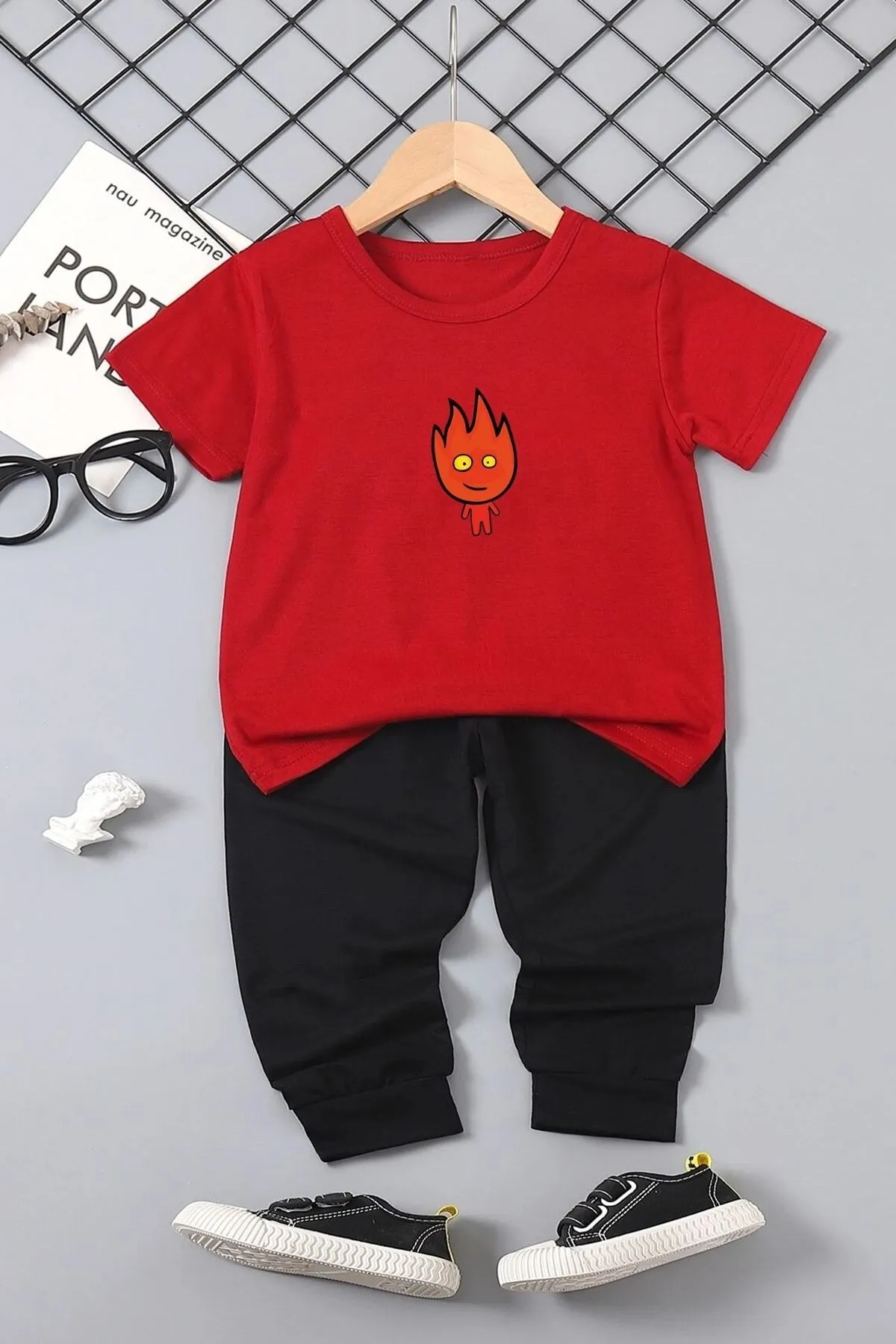uyguntarz  Kinder-Trainingsanzug-Set „Fire Avatar Bottom – Top“.