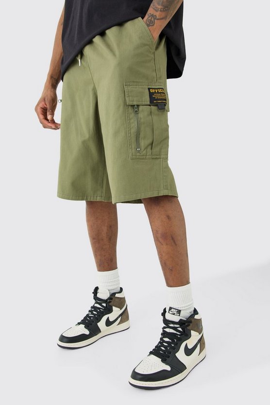 Tall lockere Twill Cargo-Shorts mit Reißverschluss-Detail
