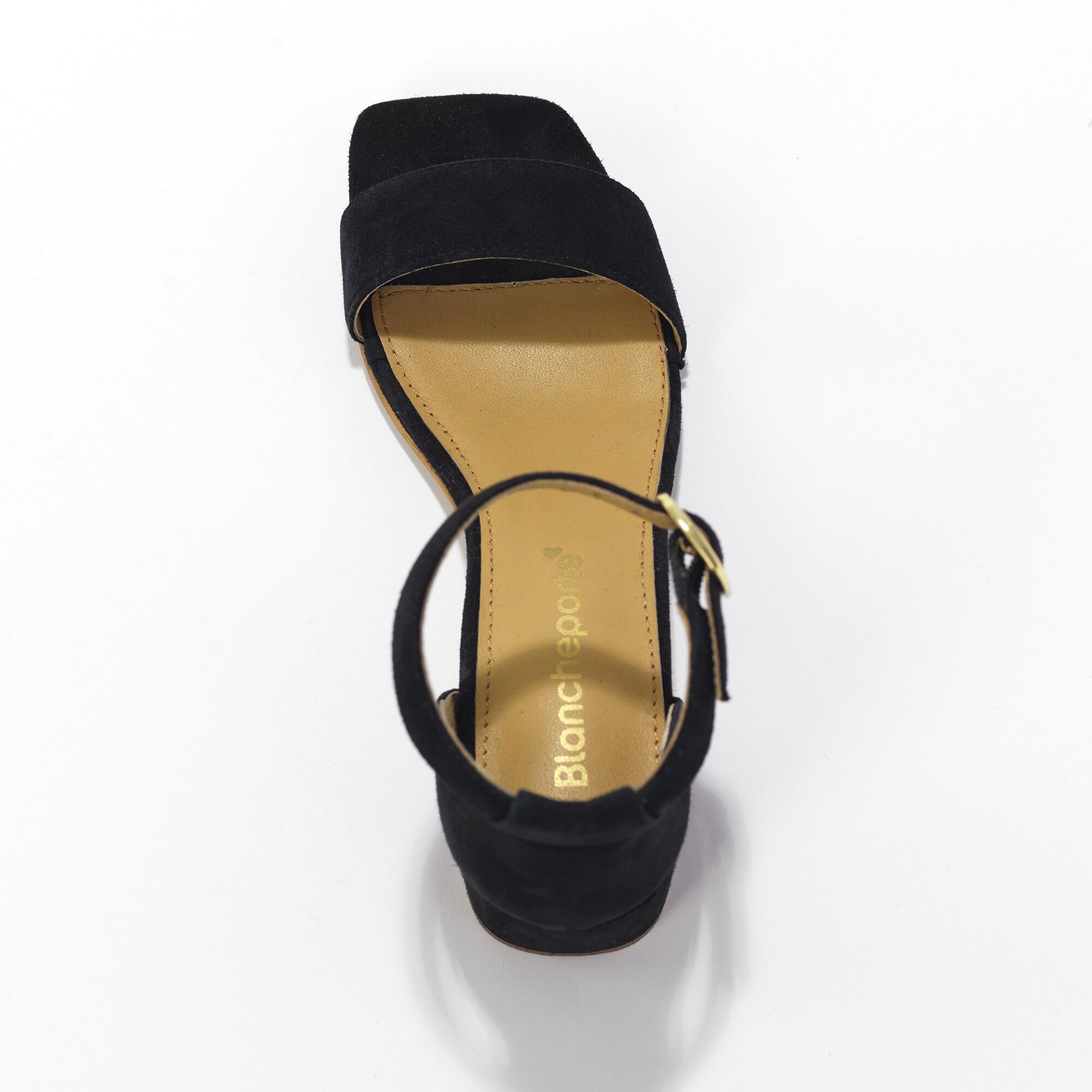 Sandales en croûte de cuir à bride et à talon