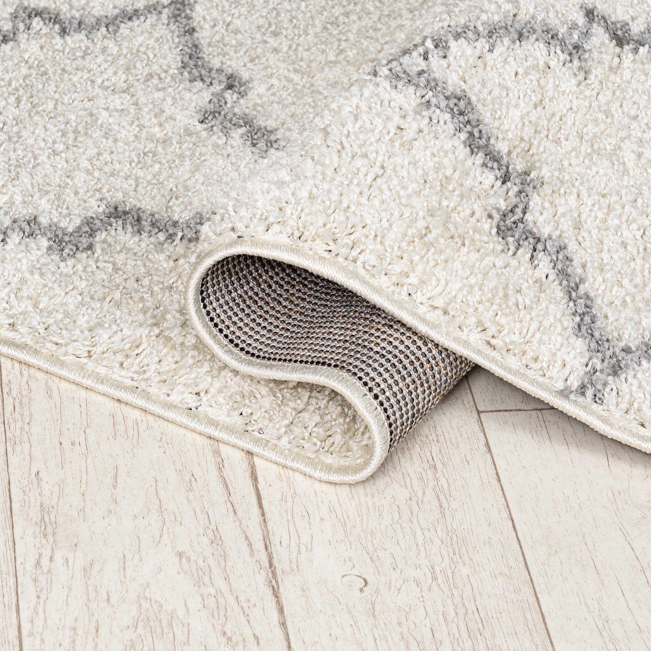 Hochflor-Teppich Hochflor Shaggy Teppich für Wohnzimmer - Höhe 30 mm Creme, Mazovia, 60 x 100 cm, Pflegeleicht, Marokkanisches, Langflor, Rechteckig, Weich
