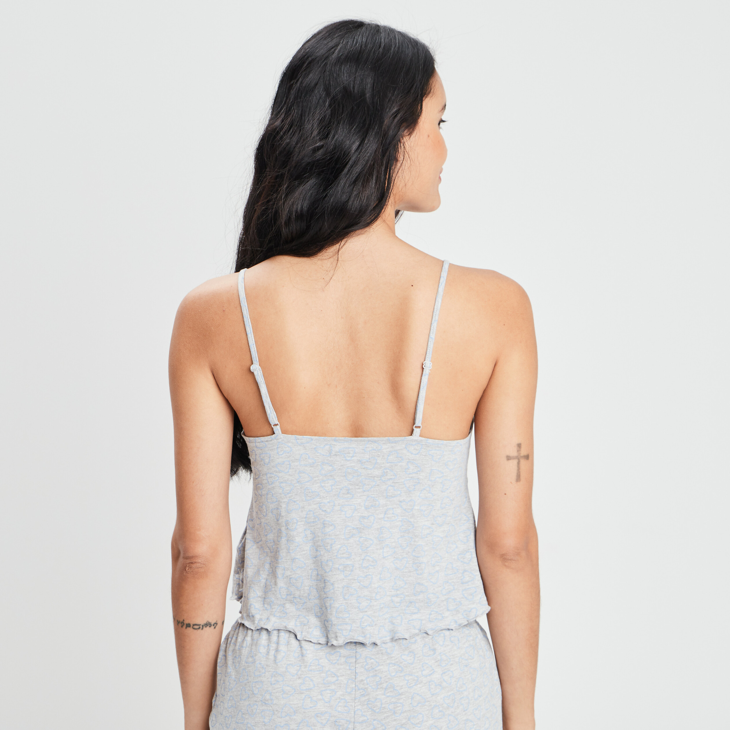 Haut de pyjama débardeur court col en V gris femme | La Halle