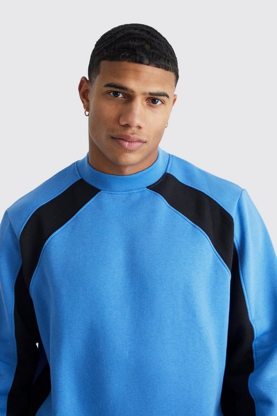 Colorblock Sweatshirt mit Reißverschluss-Detail
