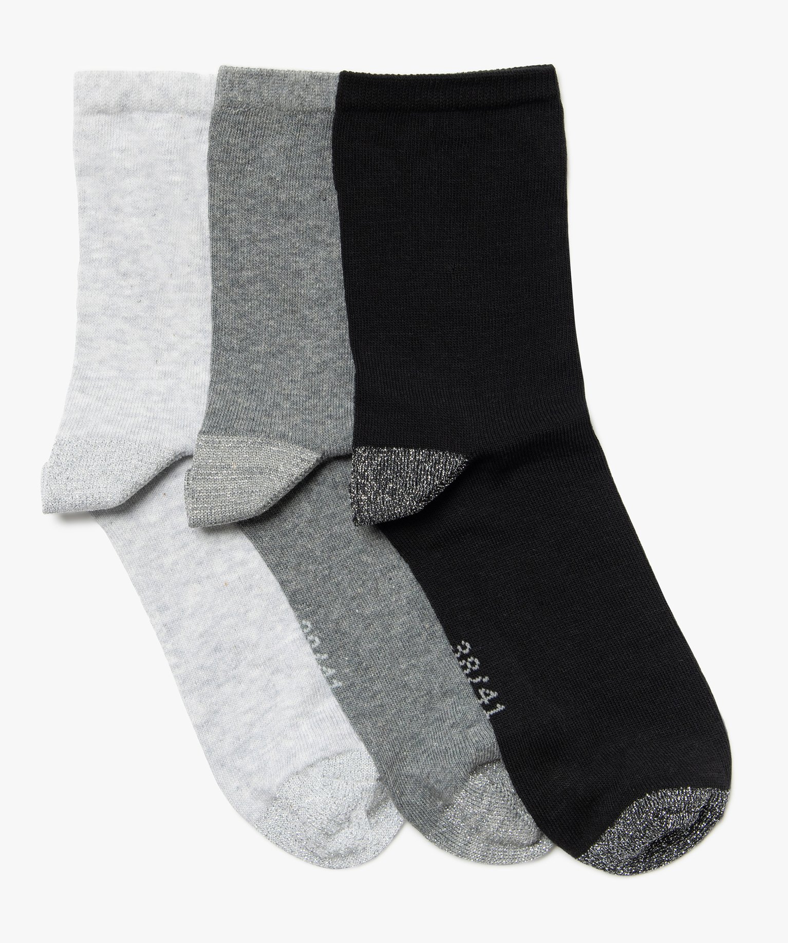 Chaussettes femme détails pailletés (lot de 3 paires) noir | GEMO