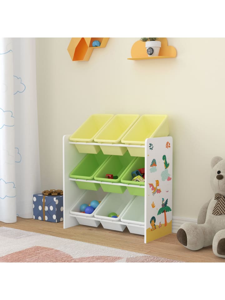 en.casa Kinderregal Muxía in Gelb Grün (H)60cm (B)62cm (T)26.5cm günstig kaufen onesize