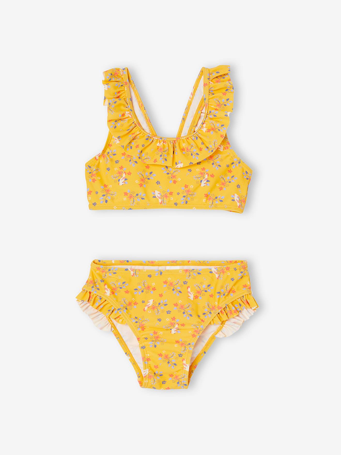 Maillot de bain 2 pièces fille jaune