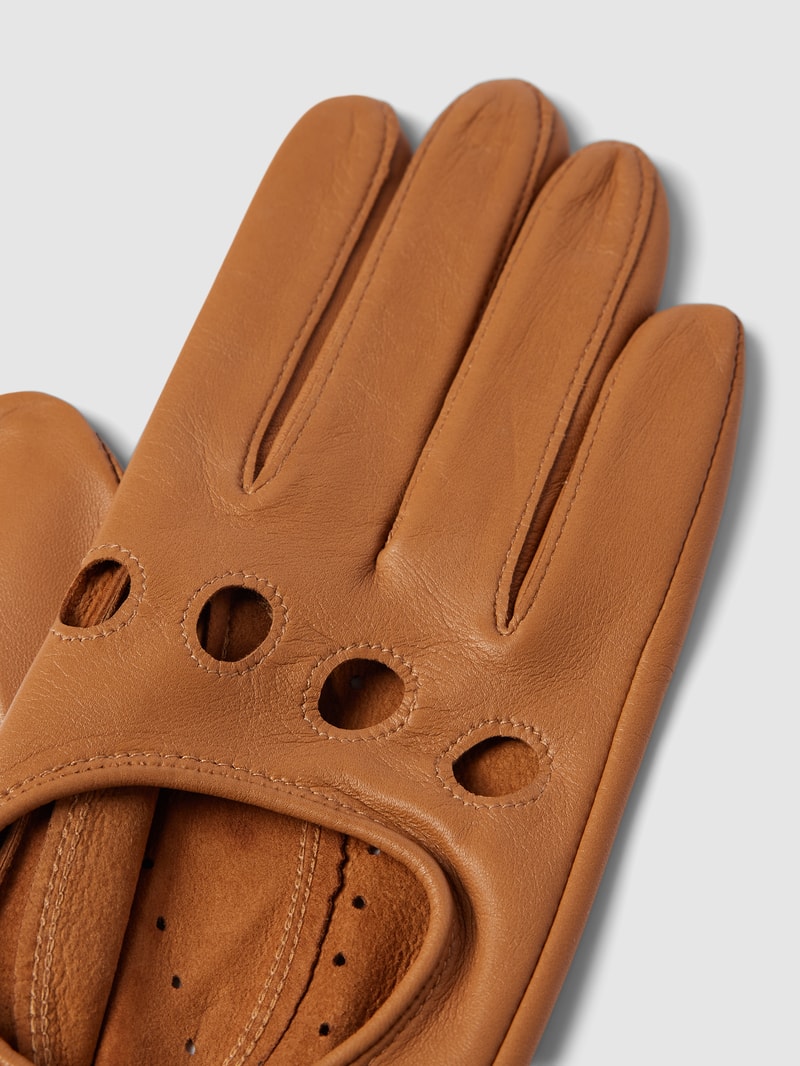 Handschuhe aus echtem Leder mit Cut Out in cognac